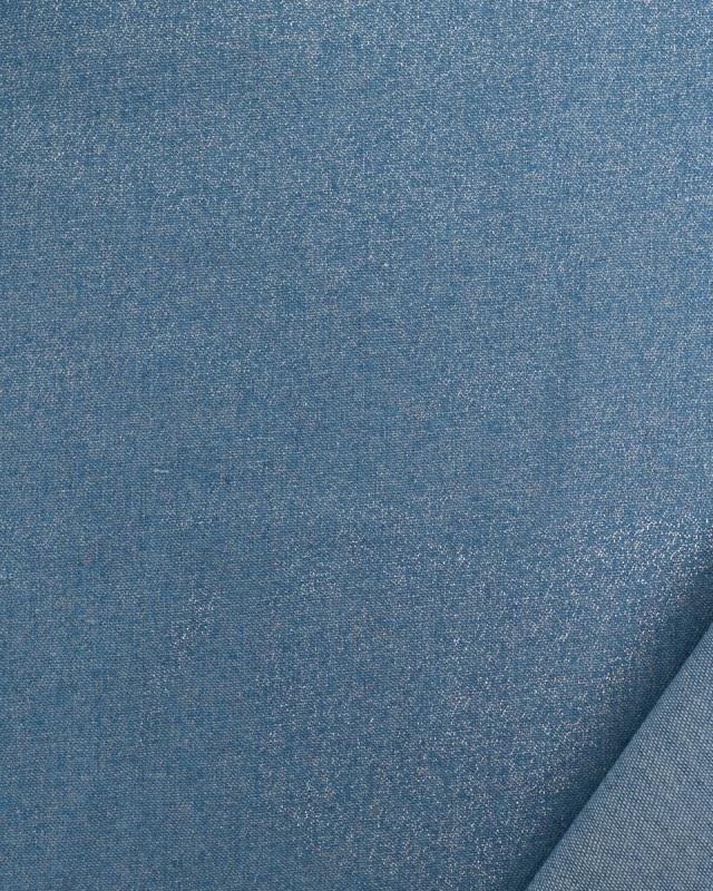 Tissu Chambray Lurex Argent Brillant Bleu - Mercerine