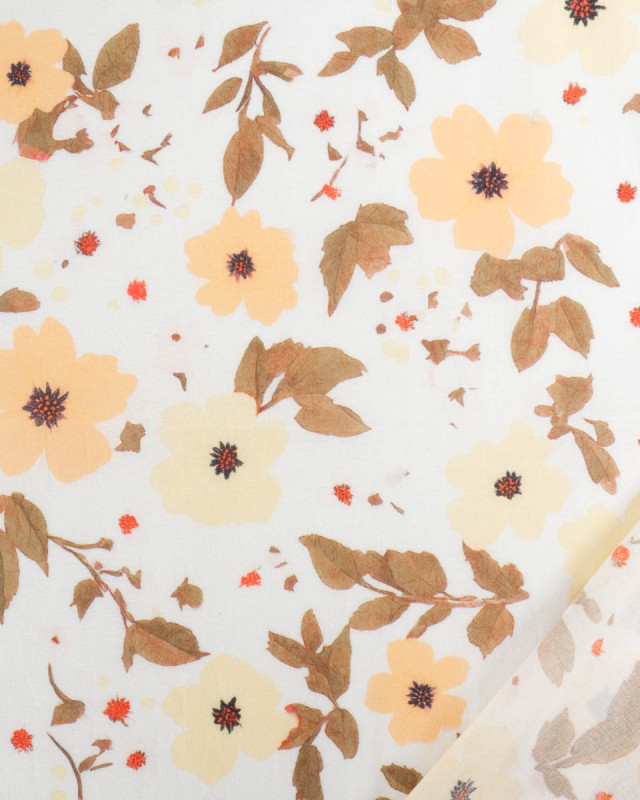 Voile de Coton Mila Lena Jaune Peche - Mercerine