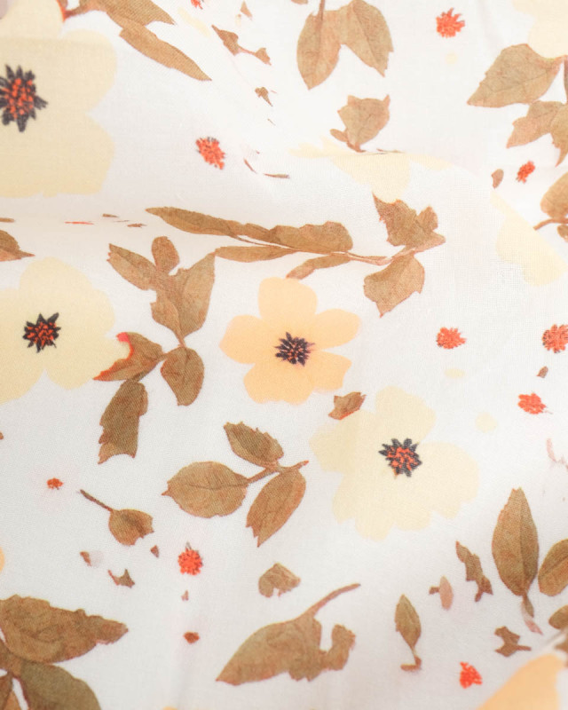 Voile de Coton Mila Lena Jaune Peche - Mercerine