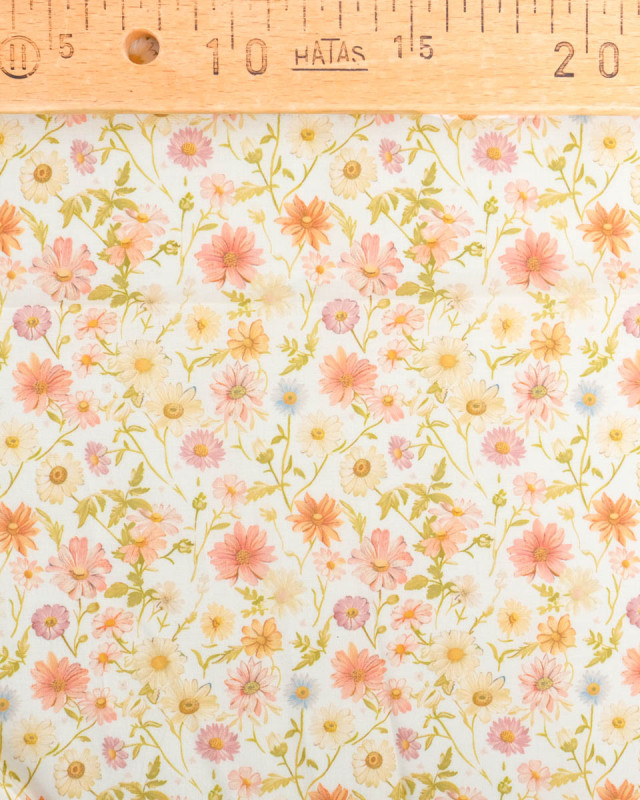 Voile de Coton Mila Fleur Vintage Peche - Mercerine