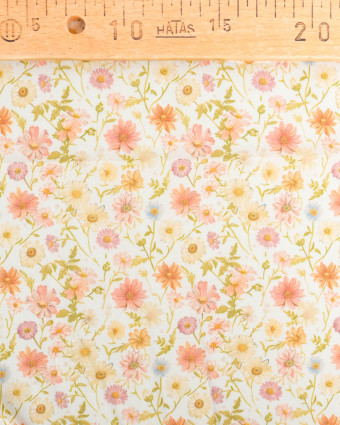 Voile de Coton Mila Fleur Vintage Peche - Mercerine