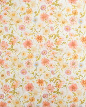 Voile de Coton Mila Fleur Vintage Peche - Mercerine