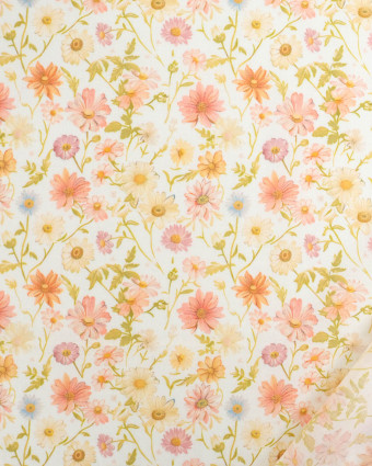 Voile de Coton Mila Fleur Vintage Peche - Mercerine