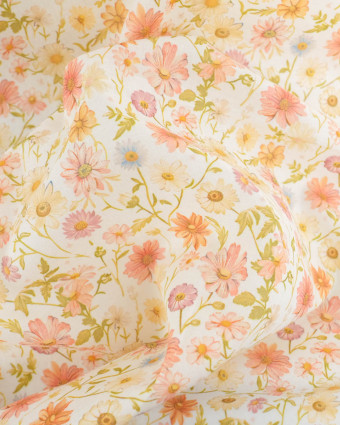 Voile de Coton Mila Fleur Vintage Peche - Mercerine