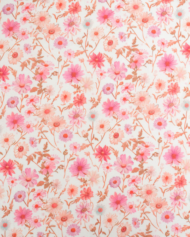 Voile de Coton Mila Fleur Vintage Rose - Mercerine