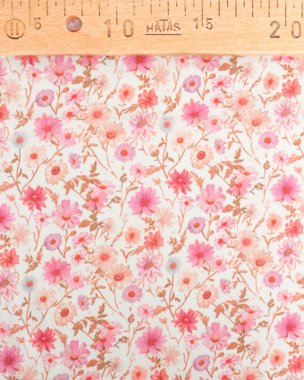 Voile de Coton Mila Fleur Vintage Rose - Mercerine