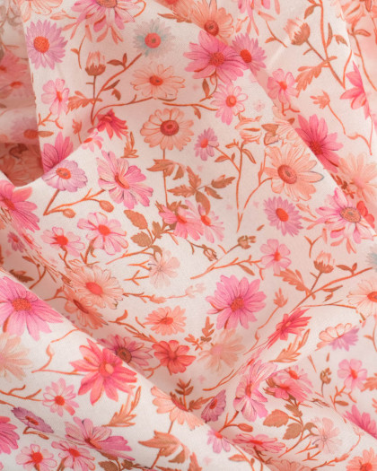 Voile de Coton Mila Fleur Vintage Rose - Mercerine