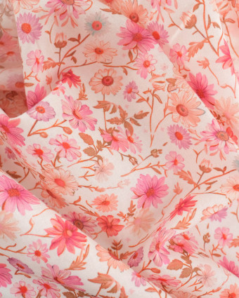 Voile de Coton Mila Fleur Vintage Rose - Mercerine