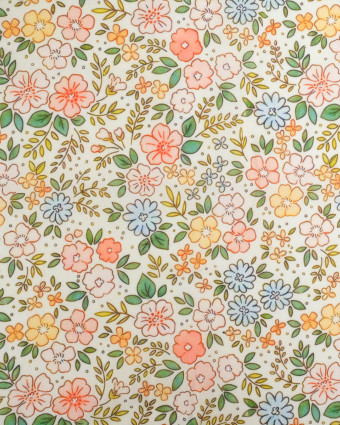 Voile de Coton Mila Camille Rose Peche Vert - Mercerine