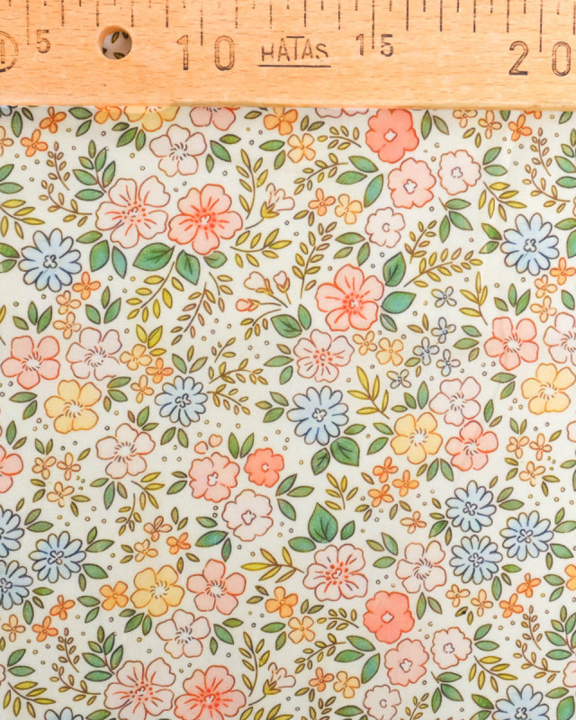 Voile de Coton Mila Camille Rose Peche Vert - Mercerine
