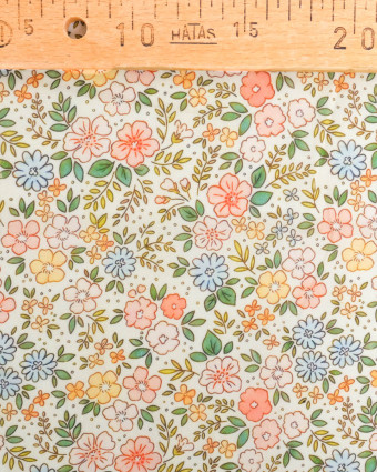 Voile de Coton Mila Camille Rose Peche Vert - Mercerine
