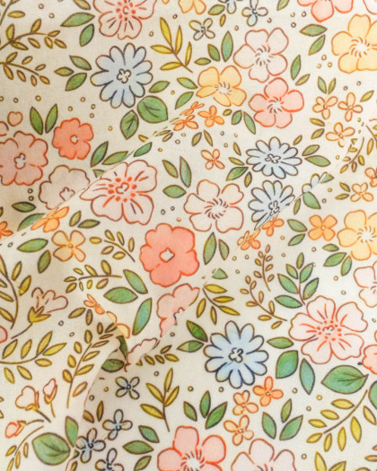 Voile de Coton Mila Camille Rose Peche Vert - Mercerine