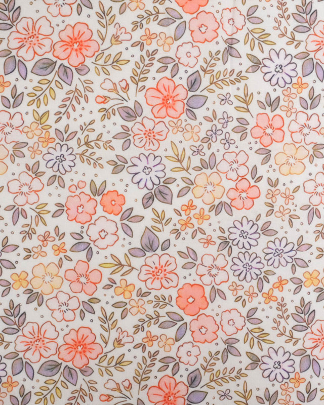 Voile de Coton Mila Camille Rose Peche Mauve - Mercerine