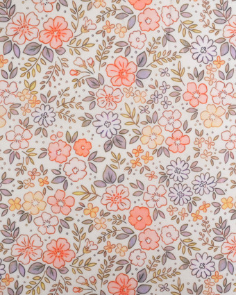 Voile de Coton Mila Camille Rose Peche Mauve - Mercerine
