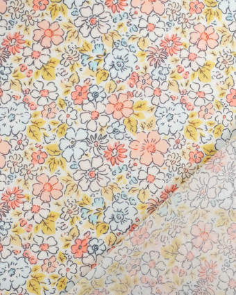 Voile de Coton Mila Fleur Rose Bleu Ciel - Mercerine