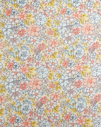 Voile de Coton Mila Fleur Rose Bleu Ciel - Mercerine