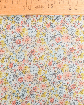 Voile de Coton Mila Fleur Rose Bleu Ciel - Mercerine