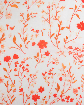 Voile de Coton Mila Fleur Des Champs Rouge - Mercerine