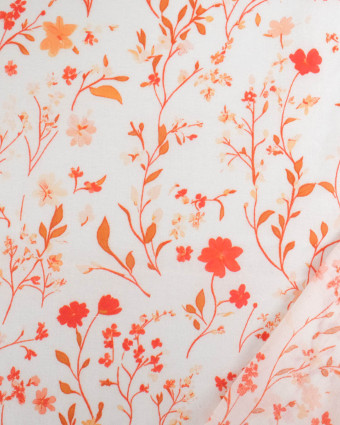 Voile de Coton Mila Fleur Des Champs Rouge - Mercerine