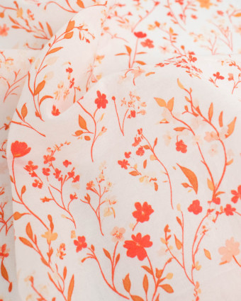 Voile de Coton Mila Fleur Des Champs Rouge - Mercerine