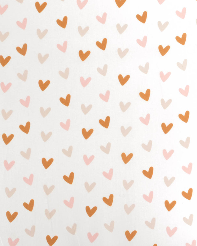Popeline de Coton Motif Cœur Fond Ecru - Mercerine