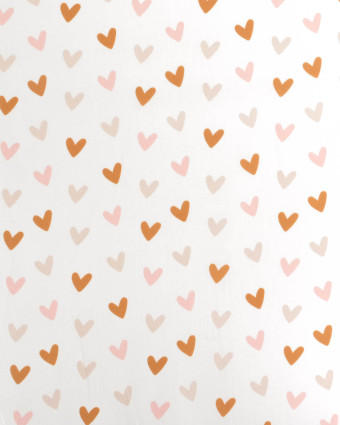 Popeline de Coton Motif Cœur Fond Ecru - Mercerine