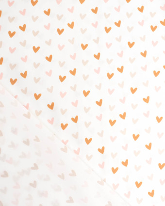 Popeline de Coton Motif Cœur Fond Ecru - Mercerine