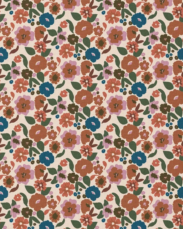 Tissu Coton Motif Jany Caramel - Mercerine
