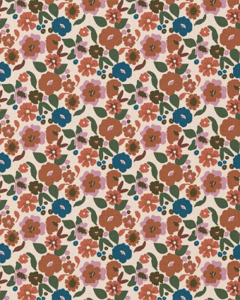 Tissu Coton Motif Jany Caramel - Mercerine