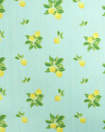 Popeline de Coton Citrons Fond Vert - Mercerine