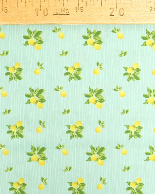Popeline de Coton Citrons Fond Vert - Mercerine