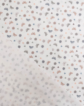 Popeline de Coton Petit Nœud Fond Blanc - Mercerine