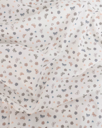 Popeline de Coton Petit Nœud Fond Blanc - Mercerine