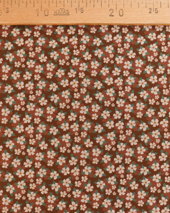 Popeline de Coton Fleur Fond Marron - Mercerine