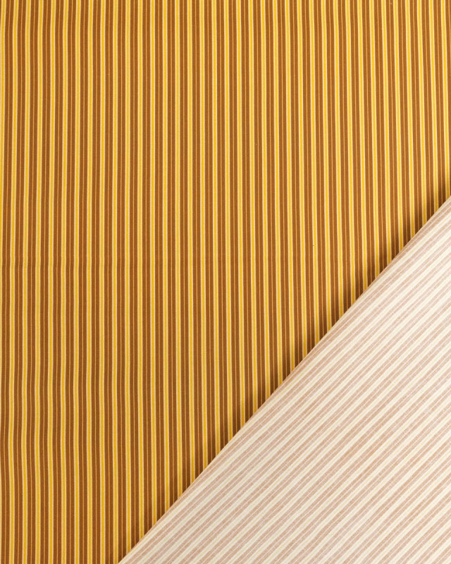 Popeline de Coton à Rayures Fines Ocre - Mercerine
