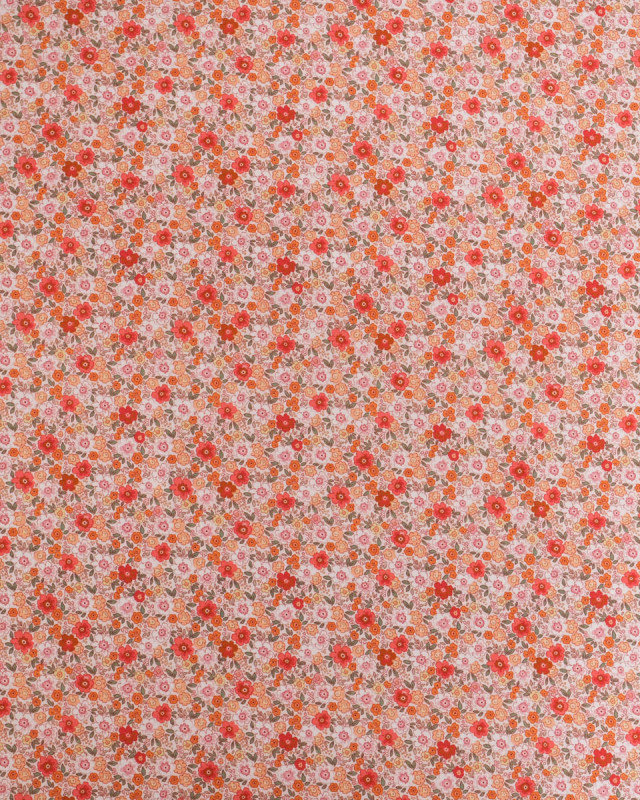 Popeline de Coton à Fleurs Rose