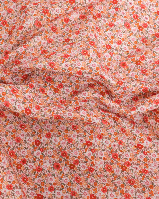 Popeline de Coton à Fleurs Rose