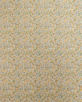 Popeline de Coton à Fleurs Jaune et Vert - Mercerine