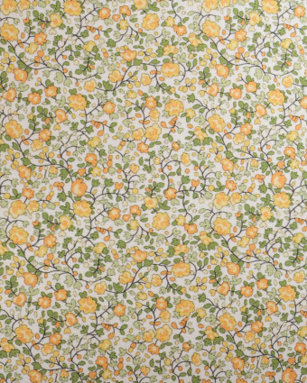 Popeline de Coton à Fleurs Jaune et Vert - Mercerine