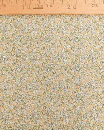 Popeline de Coton à Fleurs Jaune et Vert - Mercerine