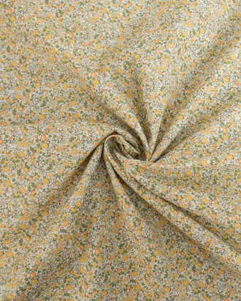 Popeline de Coton à Fleurs Jaune et Vert - Mercerine