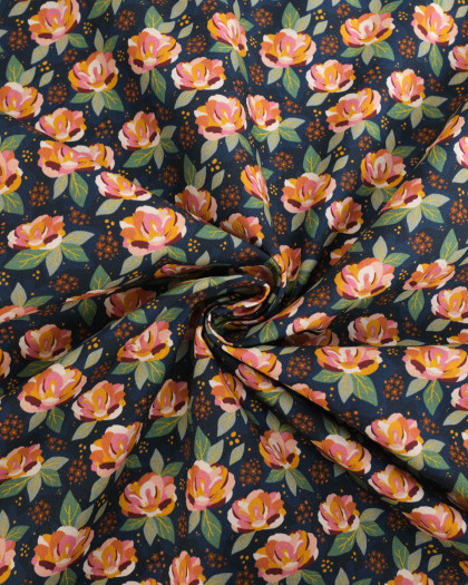 Popeline de Coton à Fleurs Multicouleur - Mercerine