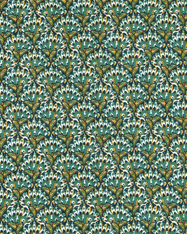 Tissu Matelassé Motif Fleurs Rondes Fond Bleu Pétrole - Mercerine