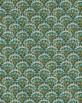 Tissu Matelassé Motif Fleurs Rondes Fond Bleu Pétrole - Mercerine