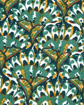 Tissu Matelassé Motif Fleurs Rondes Fond Bleu Pétrole - Mercerine