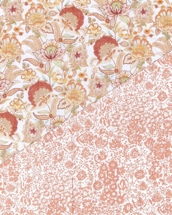 Tissu Matelassé Motif Fleuri Fond Terracotta - Mercerine