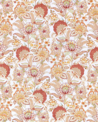 Tissu Matelassé Motif Fleuri Fond Terracotta - Mercerine