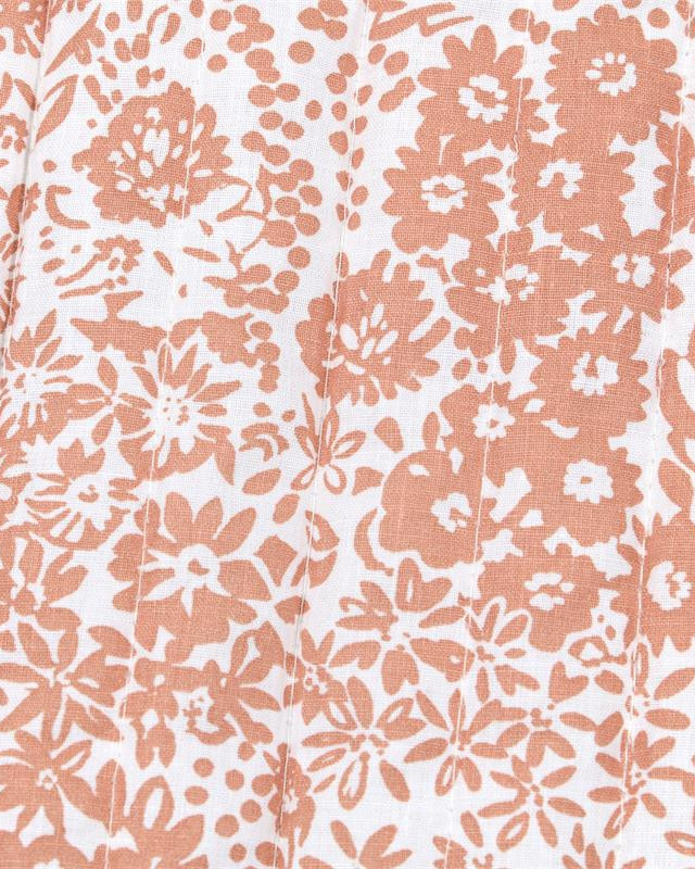 Tissu Matelassé Motif Fleuri Fond Terracotta - Mercerine