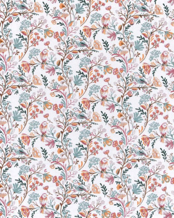 Tissu Matelassé Petits Roitelets Fond Blanc - Mercerine