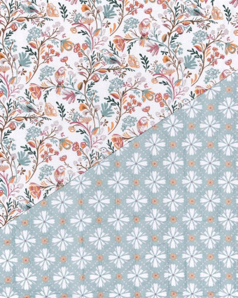 Tissu Matelassé Petits Roitelets Fond Blanc - Mercerine